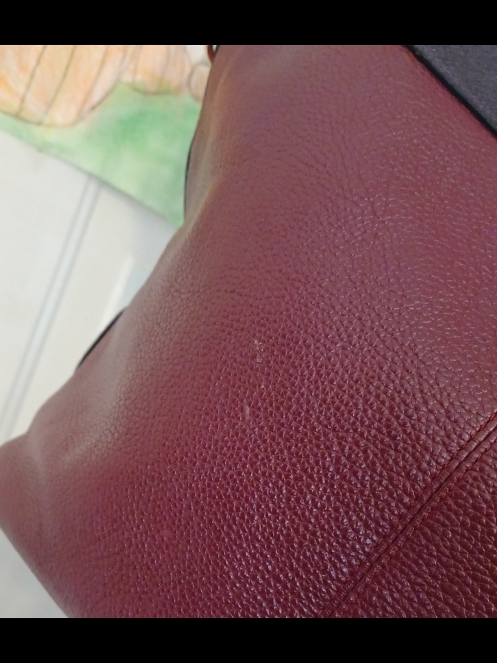 Coach Burgundy Leather Tote Navy Trim and Pink Accent Hangtags Shoulder Purse - Picture 7 of 16